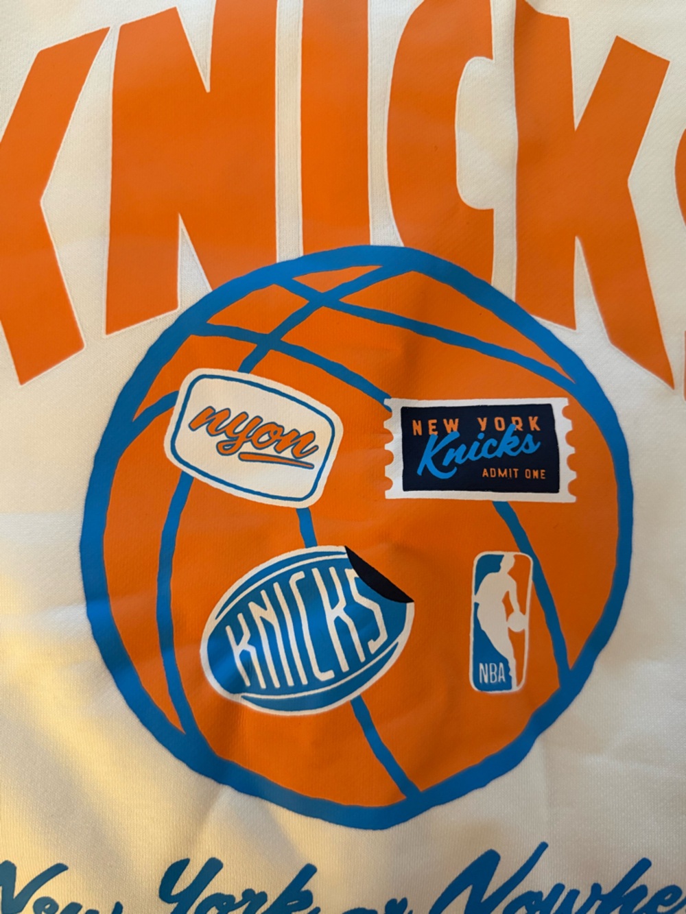 Terez White Knicks Graphic Sweatshirt with Orange & Blue Logo - Picture 2 of 6